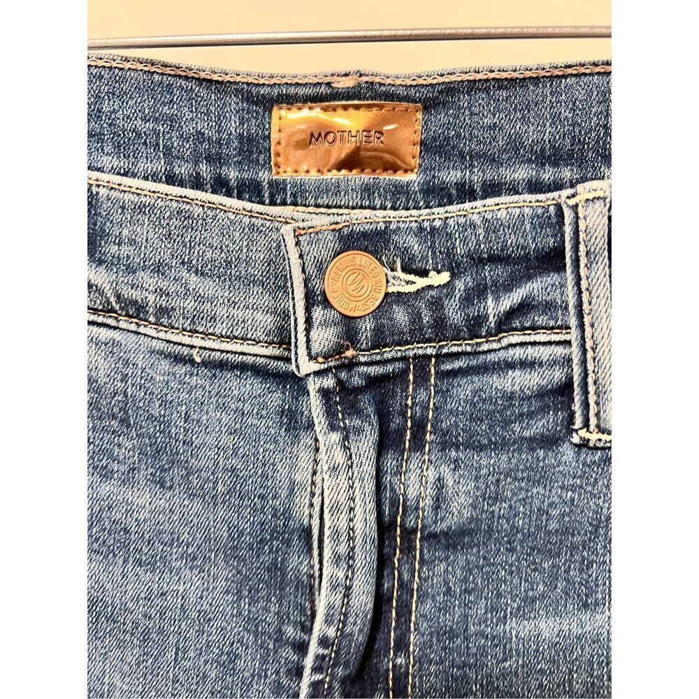 MOTHER Blue Distressed Cropped Ankle Jeans - Picture 4 of 10